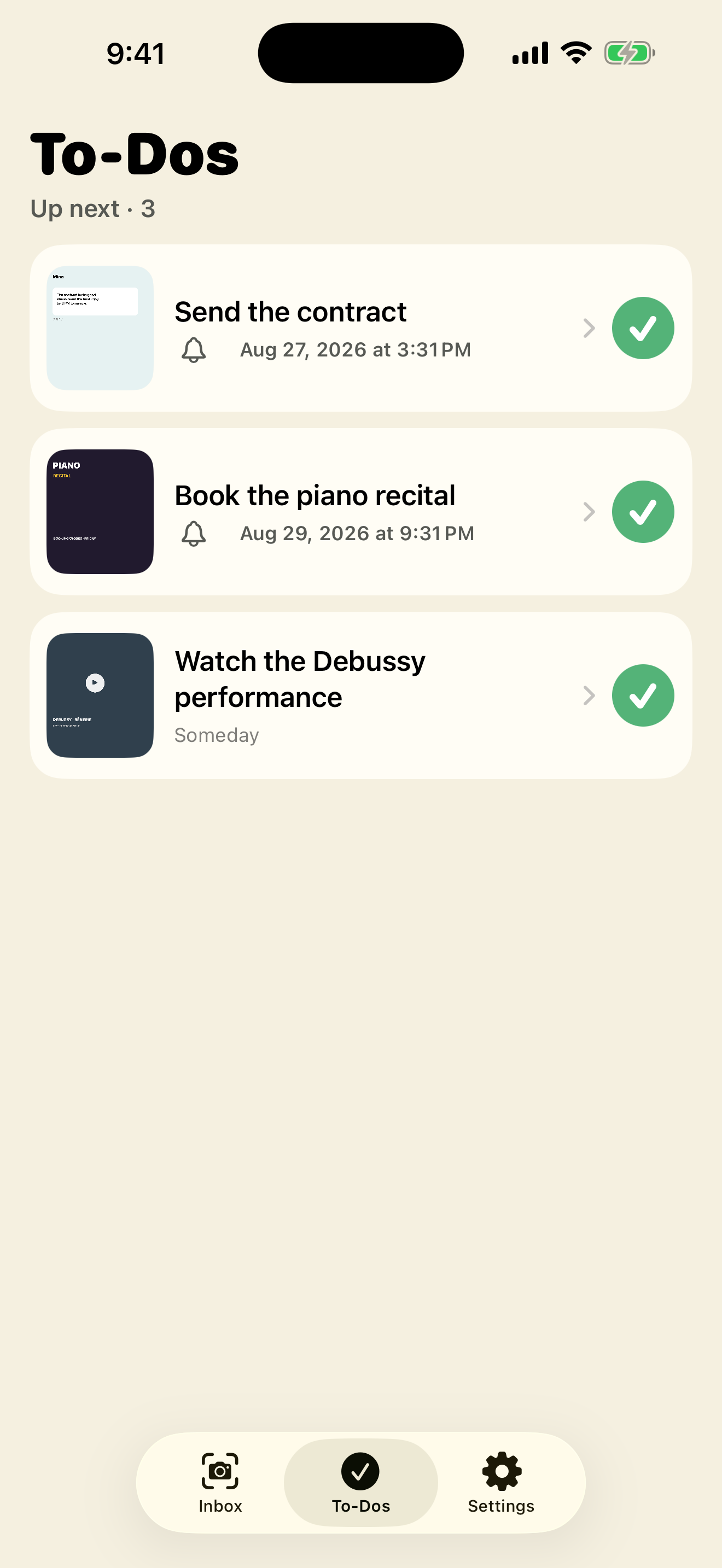 ShotDo To-Dos list with saved screenshot tasks