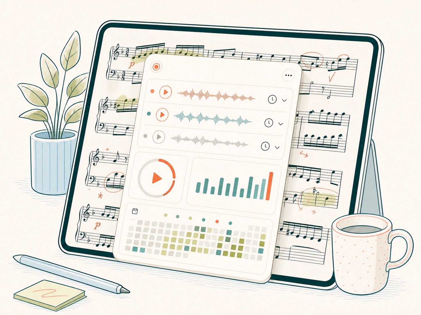 LogScore practice recording panel